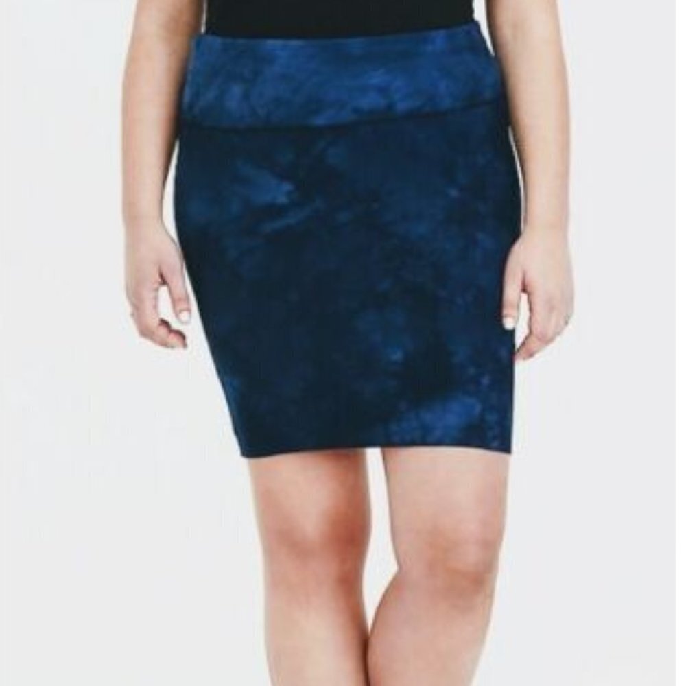 Torrid Womens Tie Dye Cotton Spandex Mini Pencil Skirt Blue Size 1 Blue Pull On